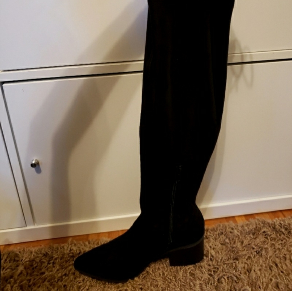 Vegan Thigh High Boots in BLACK